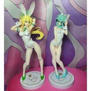 Leafa + Sinon Anime Figure Lot Pearl Furyu BiCute Bunnies Sword Art Online Manga